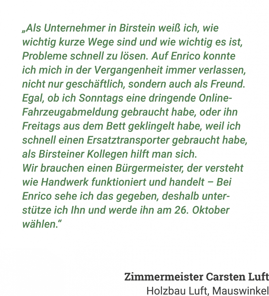 Enrico Gerhardt - Bürgermeisterkandidat für die Gemeinde Birstein